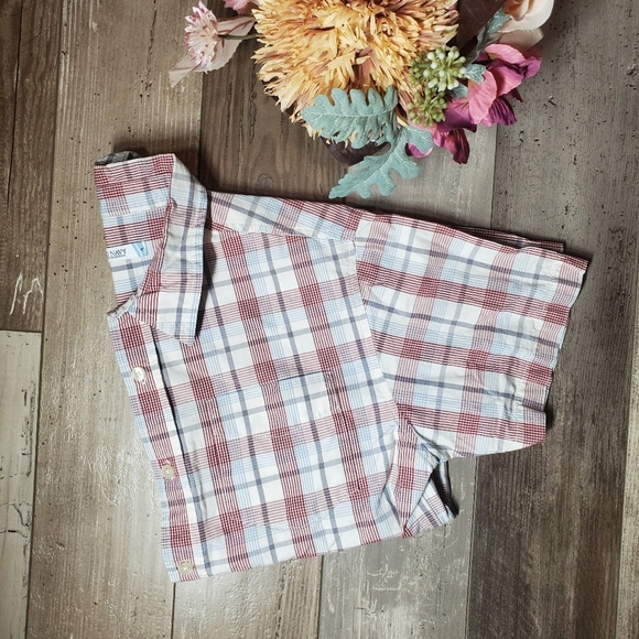 Old Navy Boys Button Down Shirt Size Large White Blue Burgundy Gray Plaid EUC - Picture 11 of 14